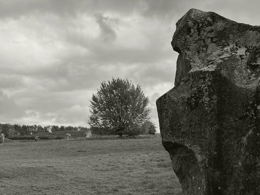 Angular faces on one of the stones